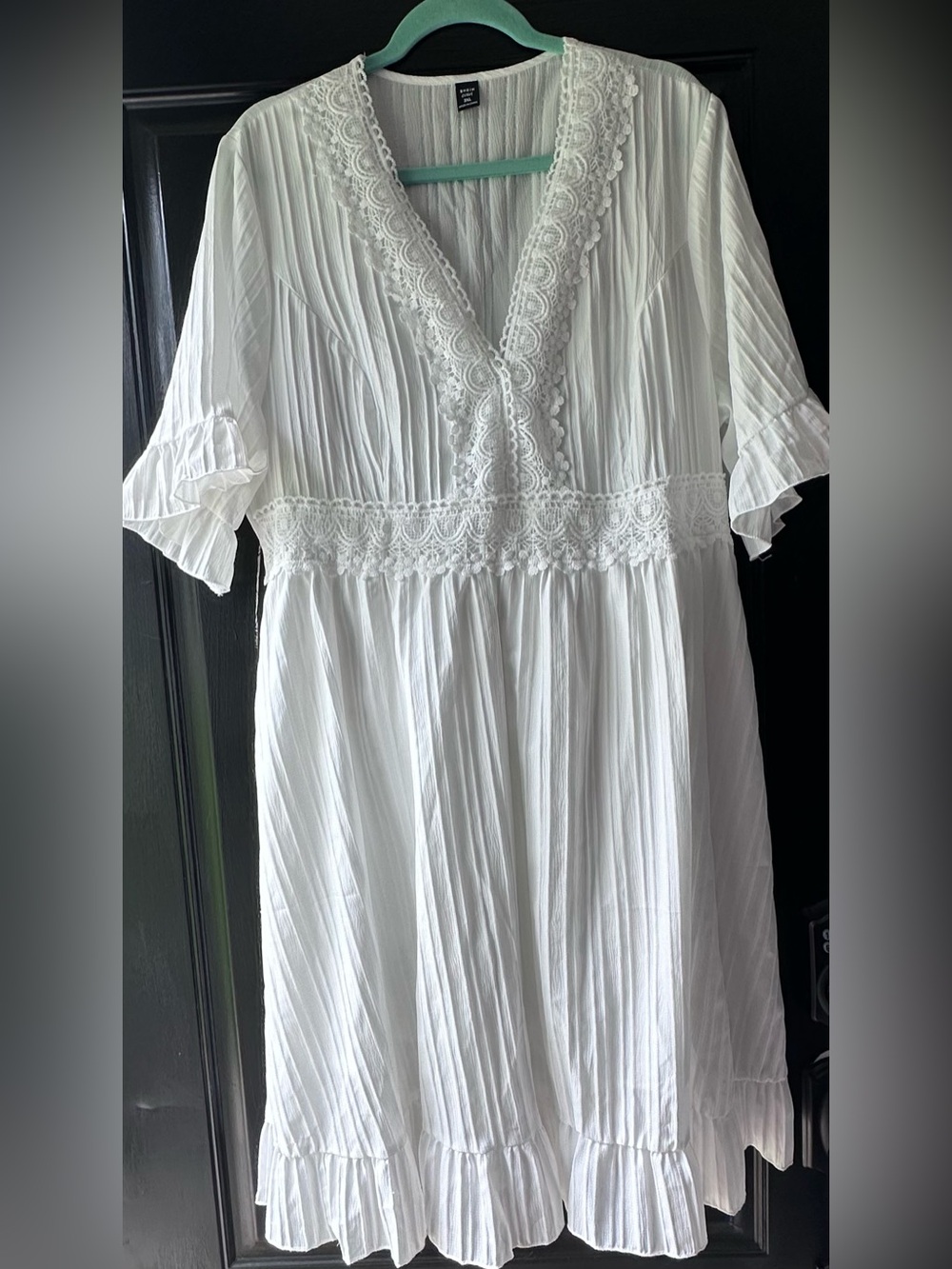 SHEIN Curve Women's White Lace-Trim Dress - Size 3X